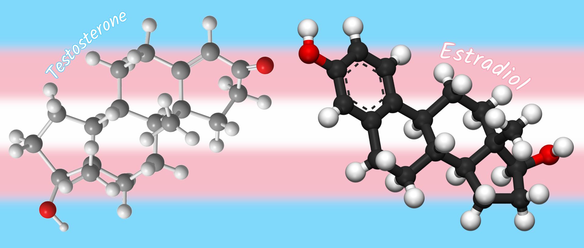 Hormones - Testosterone, Estradiol - 3D balls